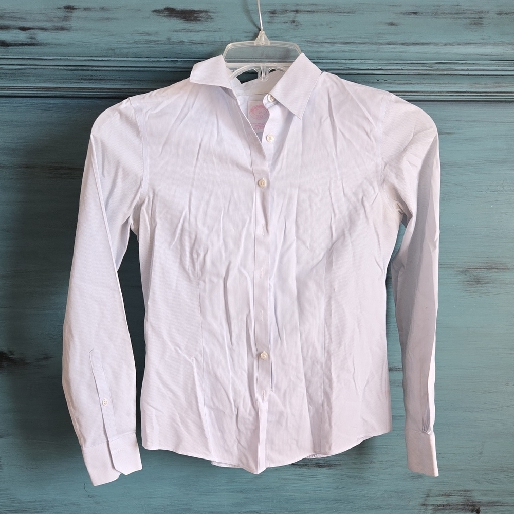 Brooks Brothers Classic White & Blue Striped Blouse